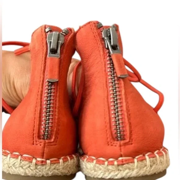 NWOT Eileen Fisher Leather Lace Up Espadrille Tangelo Sandal Size 9